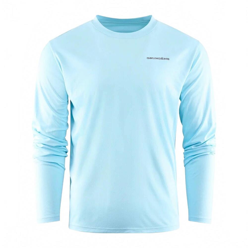 NEW GRUNDENS men's twin tuna long sleeve tech tee in aquamarine